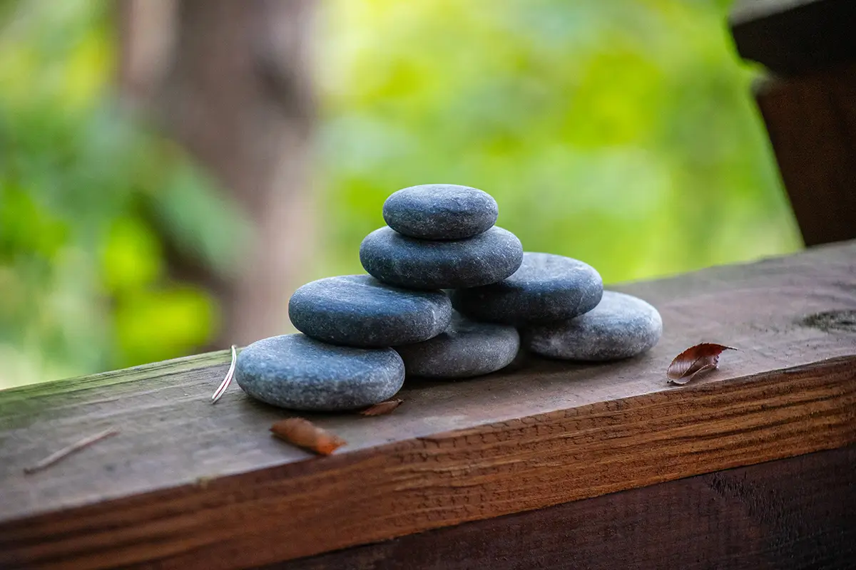A stack of hot stones for a massage