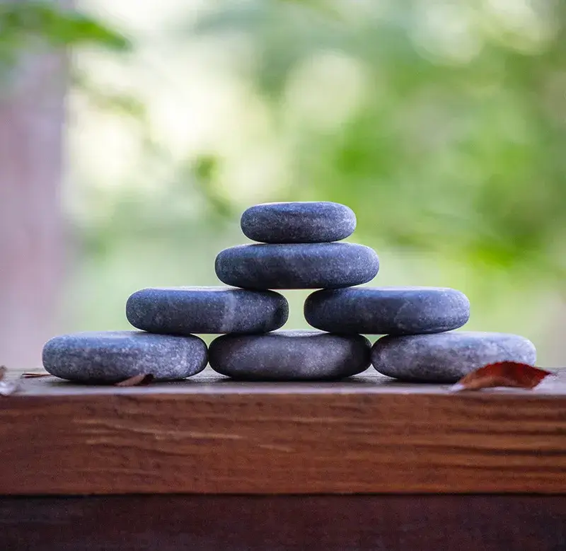 A stack of hot stones