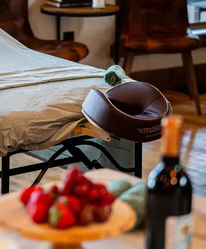 A massage table setup