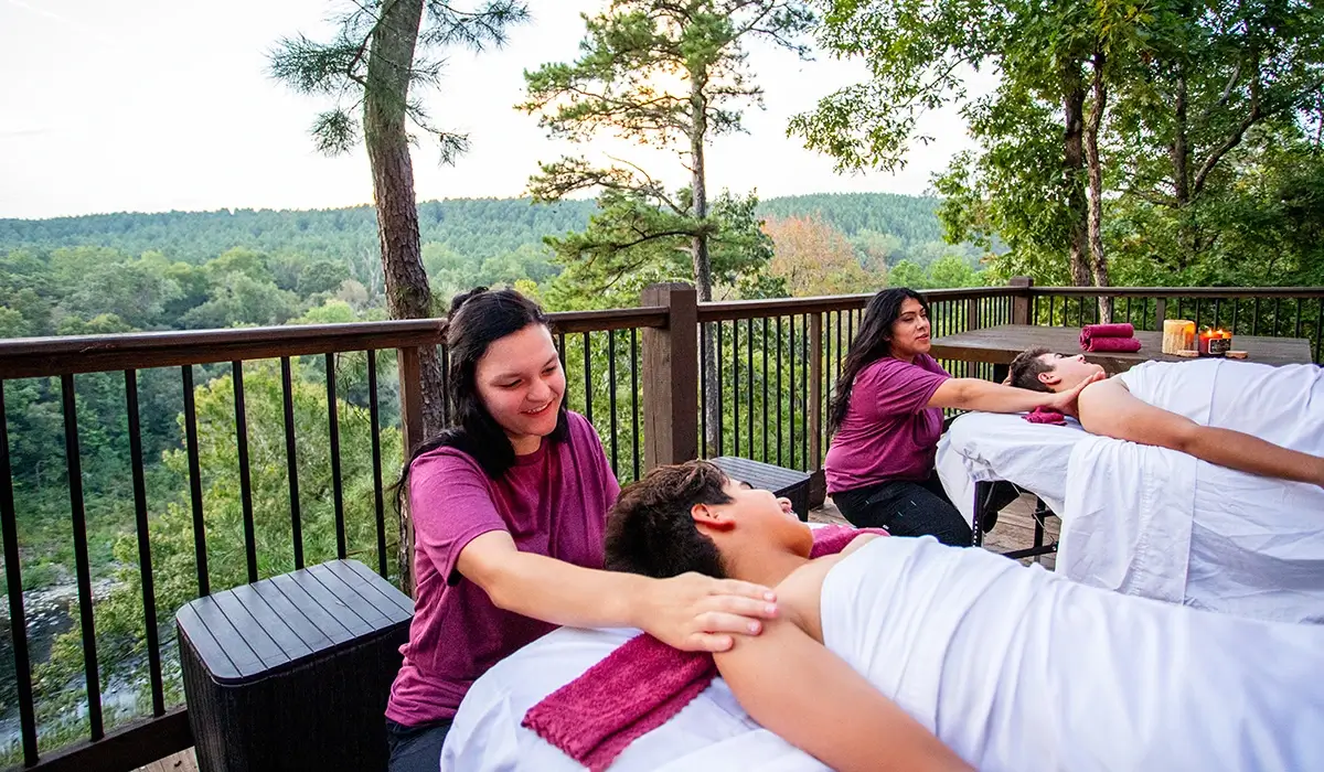 A cabin massage for two on a deck