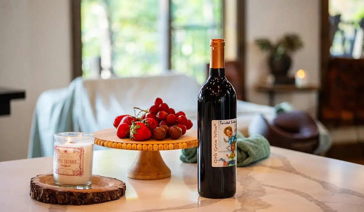 Wine bottle and fruit