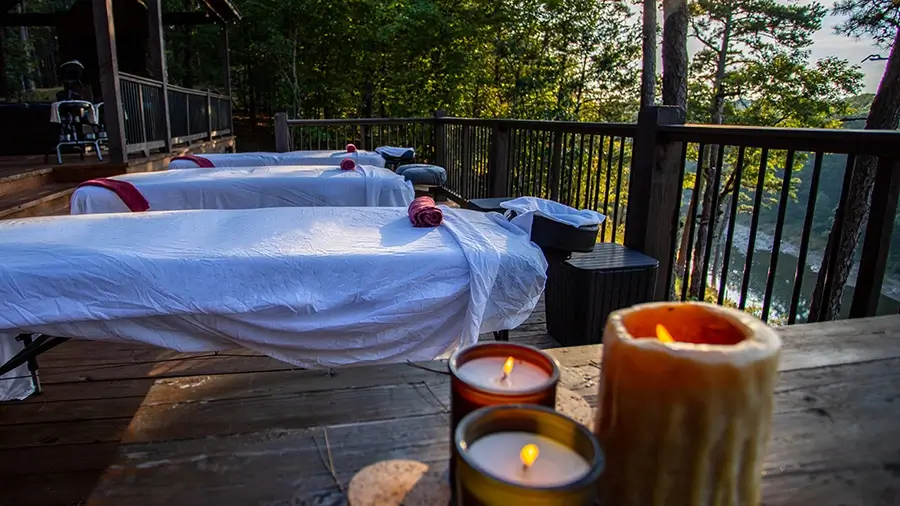 Broken Bow Massage What to Expect Set up for outdoor Broken Bow massages