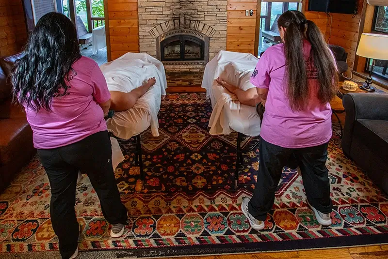 Return When Married Couples massage in cabin