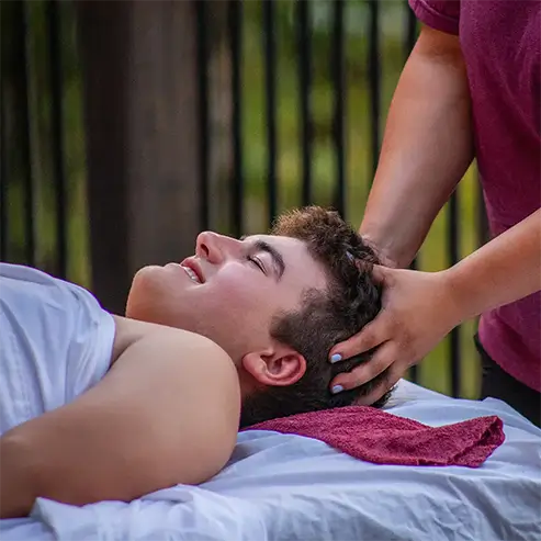 A man getting a head massage